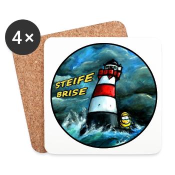 Seenotschaf-steife_brise - Untersetzer (4er-Set) - Weiß - Vorne