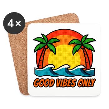 Vibes Palm Sunset - Coasters (set of 4) - white - Front