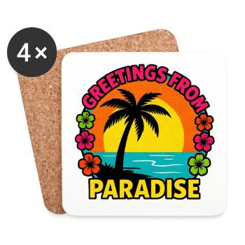 Salutations du Paradis - Dessous de verre (lot de 4) - blanc - Devant