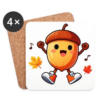 Danse du gland d’automne - Dessous de verre (lot de 4) - blanc - Devant