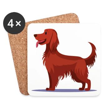 Irish Red Setter (bande dessinée) - Dessous de verre (lot de 4) - blanc - Devant