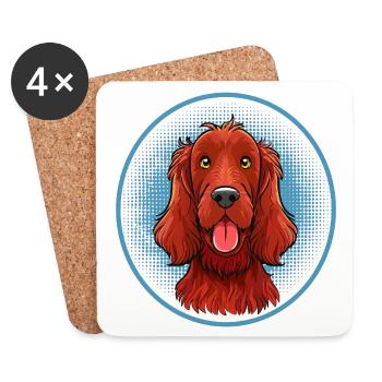 Irish Red Setter (Portrait comique) - Dessous de verre (lot de 4) - blanc - Devant