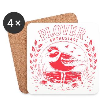 Illustrations d’oiseaux pluviers passionnés de pluvier - Dessous de verre (lot de 4) - blanc - Devant
