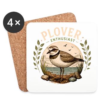 Pluvier passionné d’oiseau côtier - Dessous de verre (lot de 4) - blanc - Devant