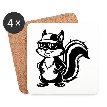 Squirrel with sun glasses - Coasters (set of 4) - white - Front