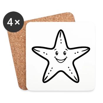 Étoile de mer - Dessous de verre (lot de 4) - blanc - Devant