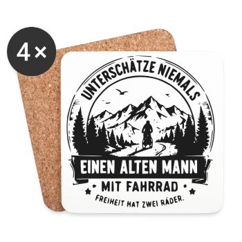Alter Mann mit Fahrrad – Abenteuerszene - Untersetzer (4er-Set) - Weiß - Vorne