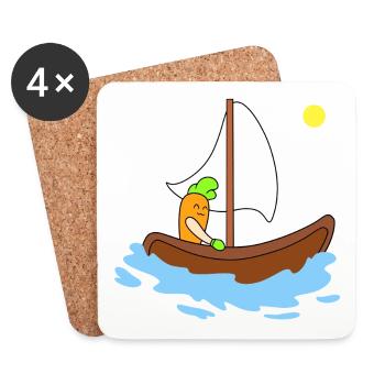 Niedliches Karottensegeln - Untersetzer (4er-Set) - Weiß - Vorne