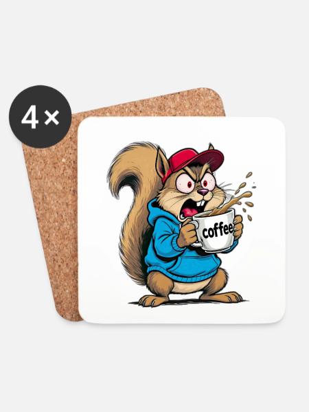 squirrel - Coasters (set of 4) - white