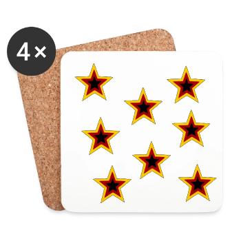 Retro Sternen Muster Schwarz - Untersetzer (4er-Set) - Weiß - Vorne