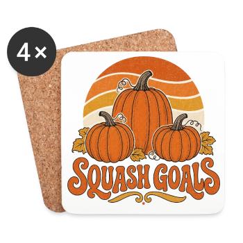 Squash Goals Autumn Pumpkin Trio - Coasters (set of 4) - white - Front