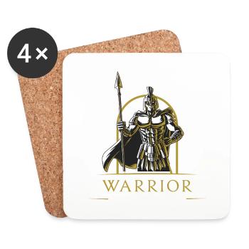 Spartan Warrior Spear Gold Design - Coasters (set of 4) - white - Front