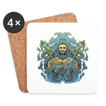 Poseidon Sea God Trident Design - Coasters (set of 4) - white - Front
