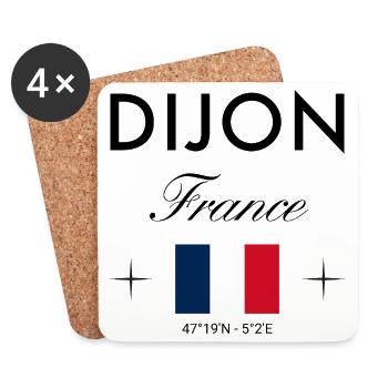 Dijon France Coordinates Travel Souvenir - Coasters (set of 4) - white - Front