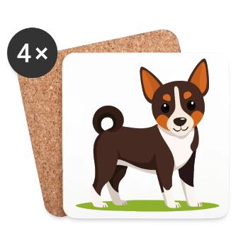 Pinscher miniature (bande dessinée) - Dessous de verre (lot de 4) - blanc - Devant