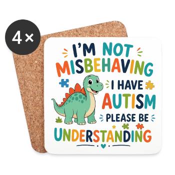 I don't misbehave, I have autism - Coasters (set of 4) - white - Front