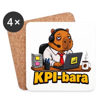 KPIbara Corporate Capybara Funny Office T-Shirt - Coasters (set of 4) - white - Front