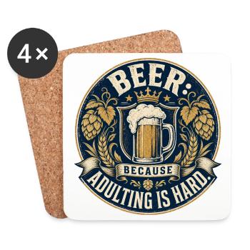 Drôle de proverbe de bière | L’âge adulte est difficile - Dessous de verre (lot de 4) - blanc - Devant