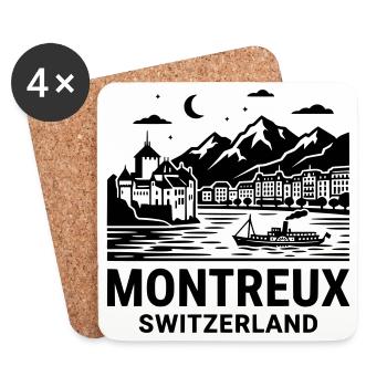 Montreaux, Switzerland - Coasters (set of 4) - white - Front