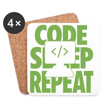 Code Sleep Repeat Programmer - Coasters (set of 4) - white - Front