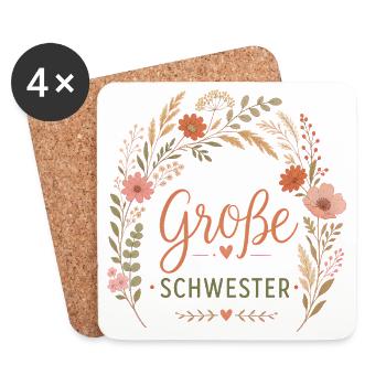 Große Schwester Blumenkranz - Untersetzer (4er-Set) - Weiß - Vorne