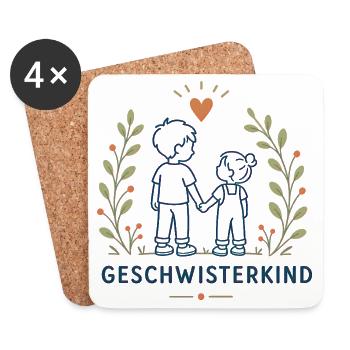 Geschwisterkind Geschwister Liebe - Untersetzer (4er-Set) - Weiß - Vorne