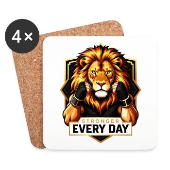 Lion Power: Stronger Every Day - Coasters (set of 4) - white - Front