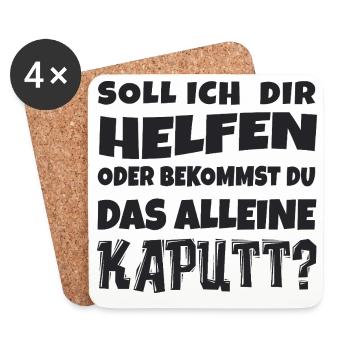 Soll ich dir helfen? Humor Spruch - Untersetzer (4er-Set) - Weiß - Vorne