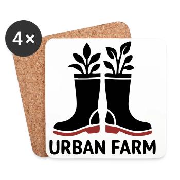 Logo des bottes en caoutchouc de ferme urbaine - Dessous de verre (lot de 4) - blanc - Devant