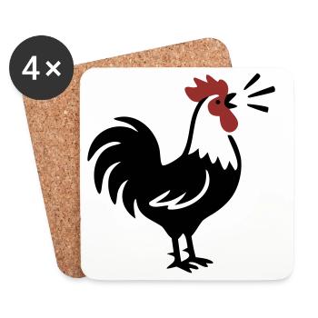 Logo de la ferme Rooster Crows - Dessous de verre (lot de 4) - blanc - Devant
