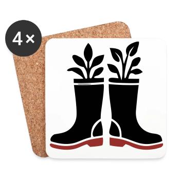 Gummistiefel Pflanzen Icon - Untersetzer (4er-Set) - Weiß - Vorne