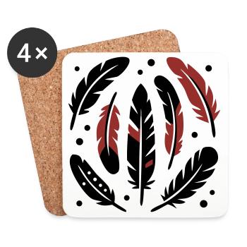 Bird Feathers Circle Logo - Coasters (set of 4) - white - Front