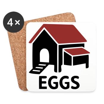 Chicken Coop Eggs Badge - Coasters (set of 4) - white - Front