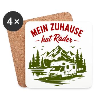 Mein Zuhause hat Räder – Vanlife - Untersetzer (4er-Set) - Weiß - Vorne