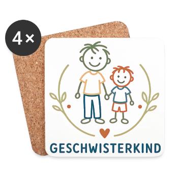 Geschwisterkind Brüder Illustration - Untersetzer (4er-Set) - Weiß - Vorne