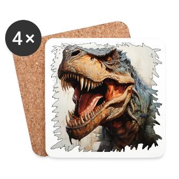 Dinosaur Head Neon Graffiti - Coasters (set of 4) - white - Front