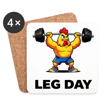 Leg Day Chicken Lifter - Coasters (set of 4) - white - Front