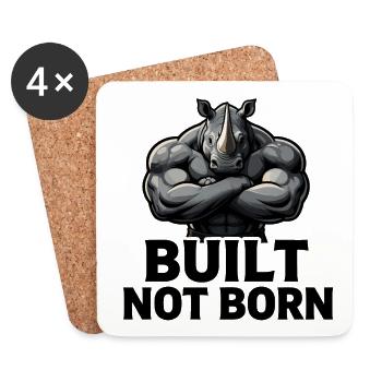 Rhino Built Not Born - Coasters (set of 4) - white - Front