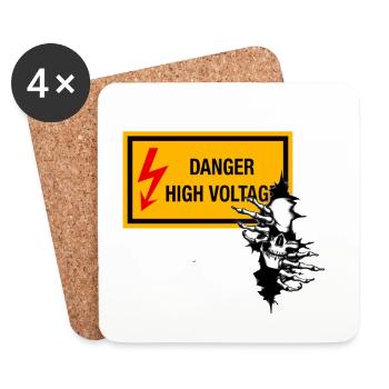 Danger Voltage Skull Graphic - Coasters (set of 4) - white - Front