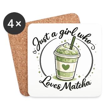 Matcha Girl Heart Love Design - Dessous de verre (lot de 4) - blanc - Devant