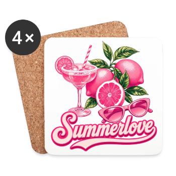 Summer Love | Pink Cocktail Summer Design - Coasters (set of 4) - white - Front