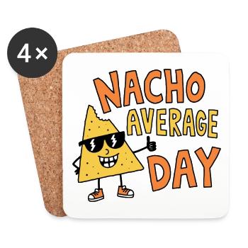 Nacho Journée moyenne Jeu de mots comique sur la cuisine mexicaine - Dessous de verre (lot de 4) - blanc - Devant
