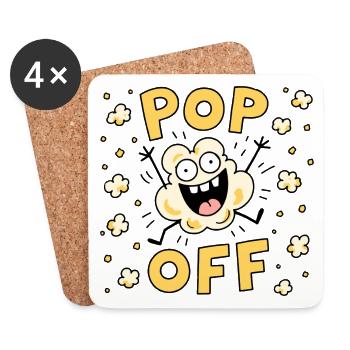 Popcorn drôle - Dessous de verre (lot de 4) - blanc - Devant