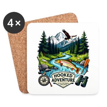 Accros à l’aventure : la pêche en rivière de montagne - Dessous de verre (lot de 4) - blanc - Devant