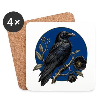 Grand Corbeau Gothique Botanique - Dessous de verre (lot de 4) - blanc - Devant