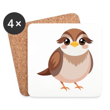 Baby sparrow - Coasters (set of 4) - white - Front