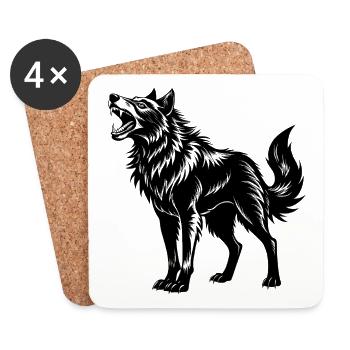 Loup rugissant d’Alaska - Dessous de verre (lot de 4) - blanc - Devant