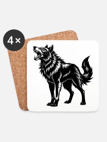 Alaskan Roaring Wolf - Untersetzer (4er-Set) - Weiß