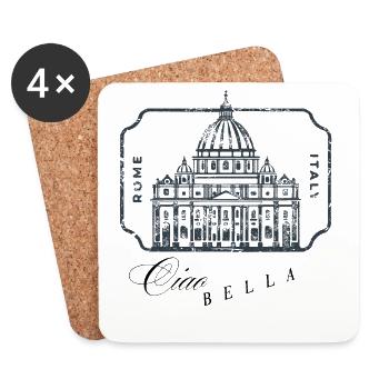 Rome Basilica Stamp Art - Coasters (set of 4) - white - Front