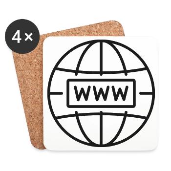 WWW Globe Line Icon Internet Website Global Networ - Coasters (set of 4) - white - Front
